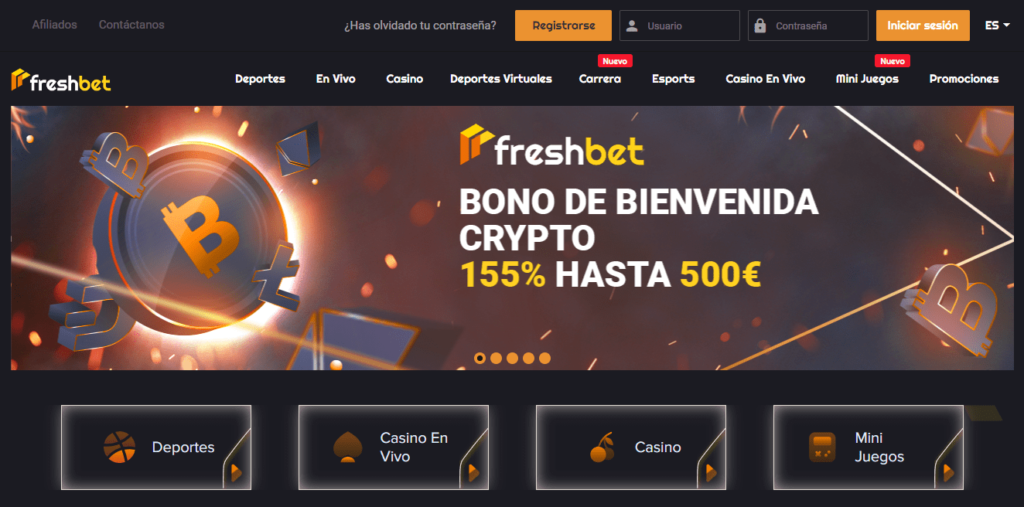 freshbet casino diseño e interfaz