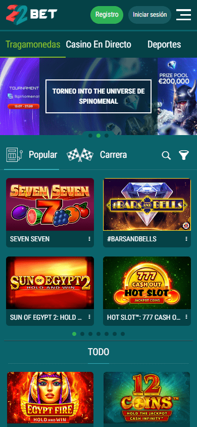 22bet casino versión móvil