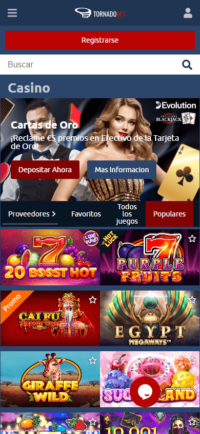 tornadobet casino versión móvil