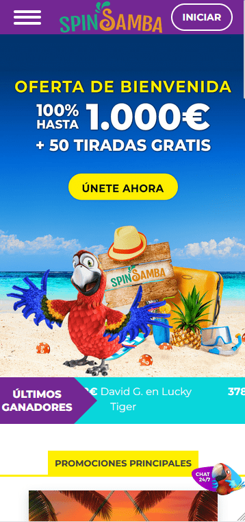 Versión Móvil de Spin Samba Casino