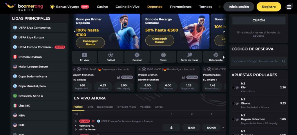 Apuestas Deportivas en Boomerang Casino