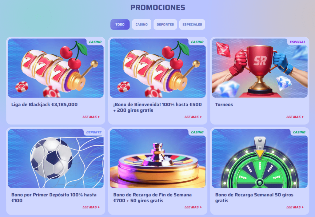 Promociones de bonos en Spinrollz Casino