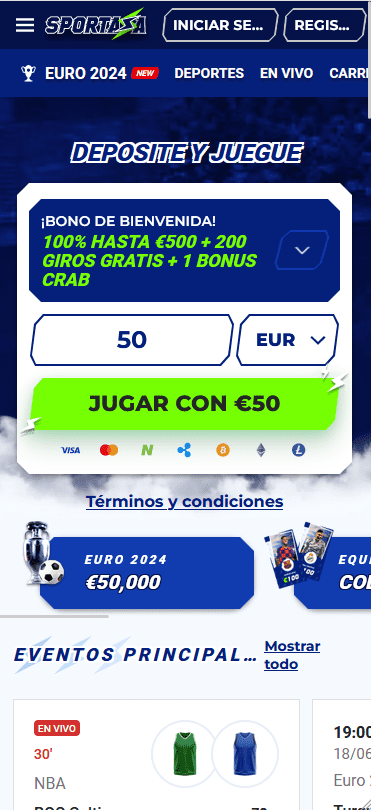 Versión Móvil de Sportaza Casino